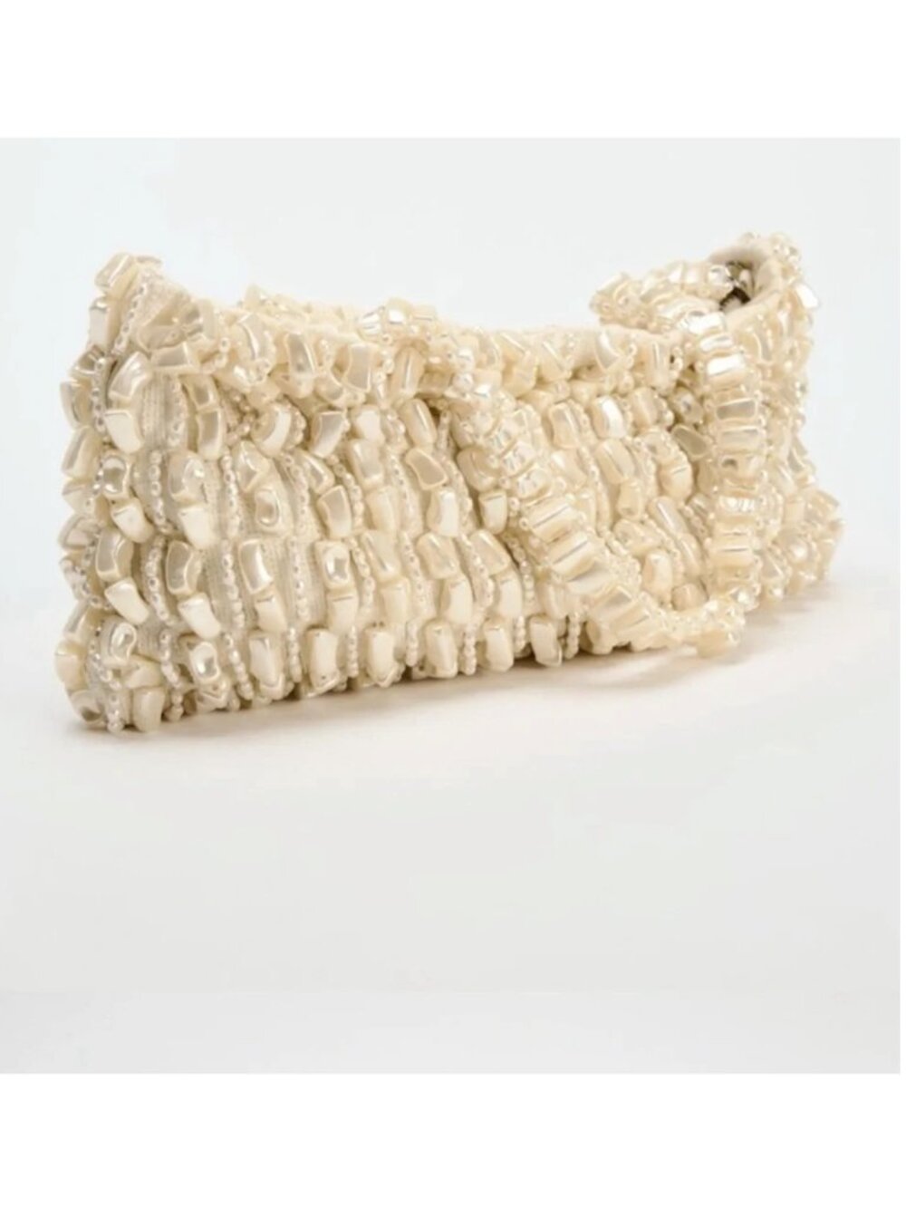 Zara Pearl-Effect Cream Beaded Shoulder Bag - Picture 5 of 8